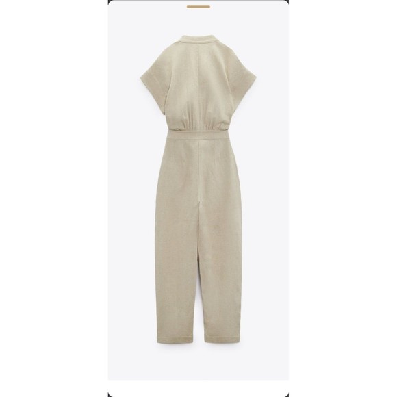 Zara long straight fit linen blend jumpsuit - Picture 5 of 9